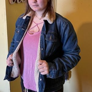 Fur lined denim jacket